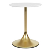 OSP Home Furnishings FLWA9300-BP Flower Side Table with White Top and Brass Base